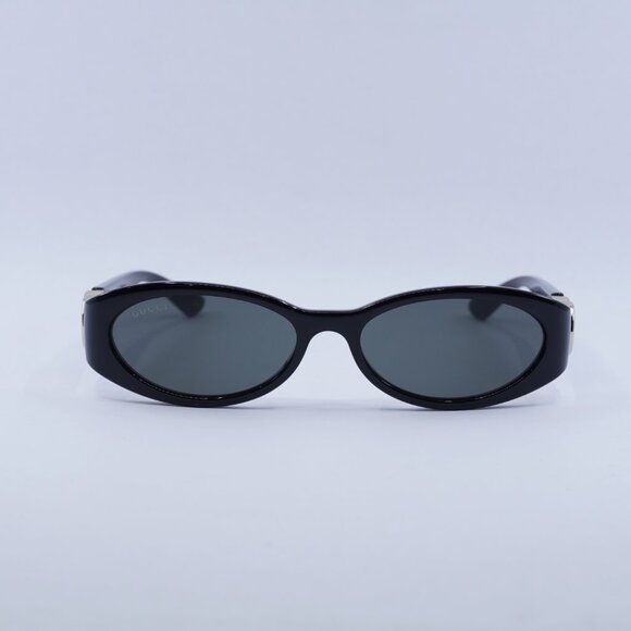 Gucci GG1660S 001 Sunglasses Black Oval Frame, Grey Lenses - Picture 2 of 14